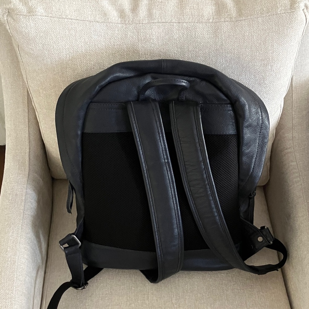 James Campbell Navy Blue Leather backpack - Picture 2 of 6
